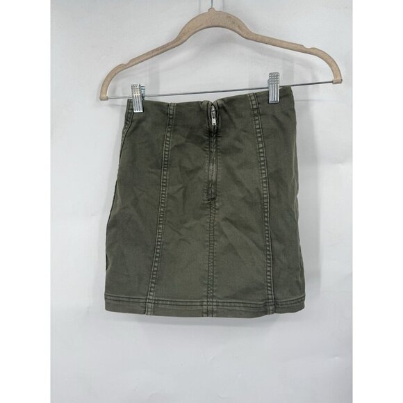 Free People Mini Skirt Women 0 Army Green Grunge Utility Skater Punk Granolagirl - Picture 2 of 8